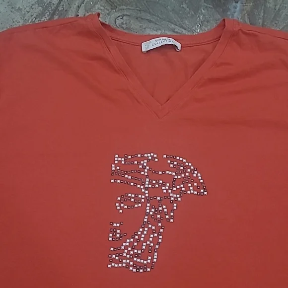 VERSACE COLLECTION MEN'S HALF.MEDUSA STUDDED MOSAIC TEE SHIRT MEDIUM SIZE - Picture 2 of 5